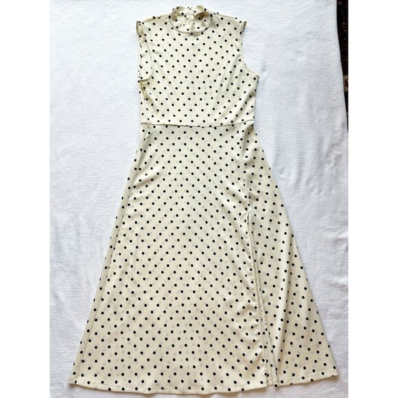 H&M Polka Dot Mock-Neck Sleeveless Midi Dress, Medium - Picture 7 of 12